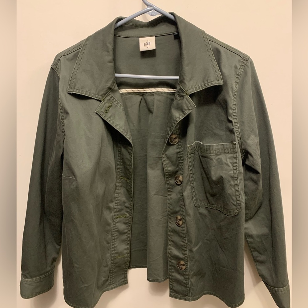 %%%Cabi Crossroads jacket, olive green, size medium